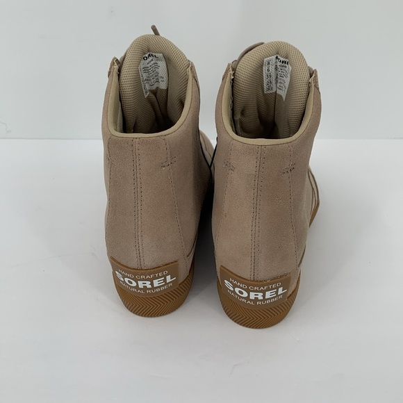 Sorel Out n About hidden wedge ankle boot sneaker Taupe suede platform new 7.5 - Picture 6 of 7
